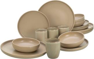 CreaTable 33075 Kombiservice Uno für 4 Personen, Steinzeug, sand (1 Set, 16-teilig)