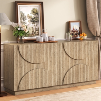 Merax Sideboard Kommode mit Regalen, Sideboard mit Rebounder, natürliche Holzmaserung