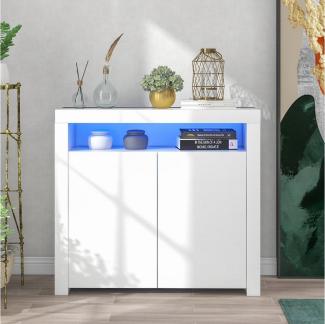 Merax Sideboard, hochglanz Front mit LED, Kommode mit Fernbedienung, Antichte