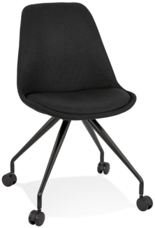 Bürostuhl mit Stoffbezug | Ergonomischer Schreibtischstuhl mit Rollen | Drehstuhl für Homeoffice und Büro | Modern Design | Schwarz mit schwarzem Gestell 60x60x92 cm | Galoro von Kadima Design