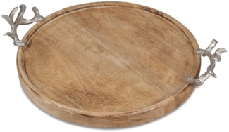formano Dekotablett Alu Mangoholz, Farbe: natur, Motiv: Geweih
