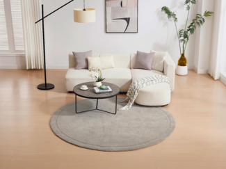 Vente-unique - Runder Teppich mit mittellangem Flor - 200 x 200 cm - Taupe - VELINA