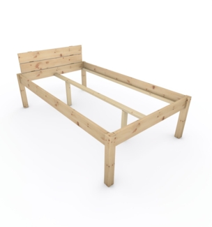 Pfostenbett "metallarm" Zirbe Holzbett "Daybett" 120 x 210cm 58cm Einzelbett