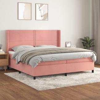 vidaXL Boxspringbett mit Matratze Rosa 200x200 cm Samt, Härtegrad: H2 [3132644]