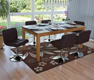 6er-Set Esszimmerstuhl Drehstuhl Stuhl Kavala Kunstleder Chrom ~ braun