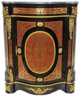 Casa Padrino Barock Boulle Kommode Schwarz / Gold / Rot mit Marmorplatte 80 x H105 cm - Möbel Schrank Sideboard