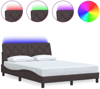 vidaXL Bettgestell mit LED ohne Matratze Dunkelbraun 120x200 cm Stoff 3310660