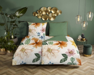 Descanso Mako Satin Bettwäsche 2 teilig Bettbezug 135x200 cm Kopfkissenbezug 80x80 cm Annabelle 20018.01.08 Ecru