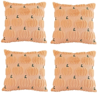 CLTYQ Kissenbezug Herbst Kürbis Kissenbezüge 45x 45 cm, (4 Stück), bestickte dekorative quadratische Kissenbezüge, Kunstfell Kissenbezüge