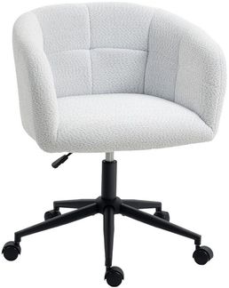 HOMCOM Bürostuhl Schreibtischstuhl, höhenverstellbar (Drehstuhl, 1 St), für Arbeitszimmer, Wohnzimmer, Cremeweiß