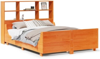 vidaXL Massivholzbett mit Regal ohne Matratze Wachsbraun 140x200 cm 3323808