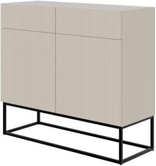 Selsey 'Veldio' Sideboard 2-türig mit Schubladen, graubeige mit schwarzem Metallgestell, ca. 90 x 100 x 38 cm