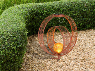 LED Solarleuchte, Erdspieß, Crackle-Glas, rost, H 42 cm
