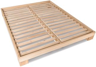 Marior HOME 'CUBE' Doppelbett, 140x200, Buchenholz, Unbehandelt