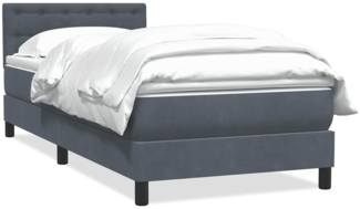 vidaXL Boxspringbett mit Matratze Dunkelgrau 80x210 cm Samt 3316570