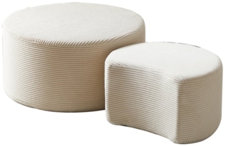 OKWISH Couchtisch Moderner runder Kaffeetisch aus Schaumstoff (2-teiliges gepolstertes, vielseitig als Couchtisch & Ottoman)