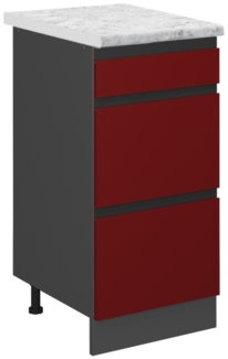 Küchenunterschrank R-Line Rot 40 cm J-Shape AP Marmor Vicco