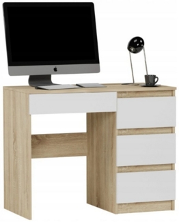 Home Collective Schreibtisch mit 4 Schubladen – kompakt und platzsparend, 96 x 50 x 76 cm, Sonoma Mix Weiß