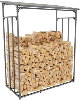 DELUKE® Kaminholzregal aussen mit Abdeckung HEOD - für Feuerholz Brennholzregal aussen Kaminholzunterstand Kaminholzständer draussen Feuerholzregal aussen, 70x130x165, Stahl, Ohne Plane