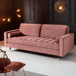 Modernes 3er Sofa 220cm COMFORT alt-rosa Samt Federkern Design Elegant