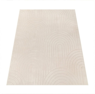 KADIMA DESIGN Teppich waschbar Struktur Wohnzimmer schmutzabweisend Teppich Kurzflor, Rechteckig, Höhe: 16 mm, Florhöhe: 12 mm, 100% Polyester, Rechteckig, 80x150cm, Creme