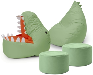 LUMALAND 'Animal Line Dino' Kindersitzsack, indoor & outdoor, Polyester grün, 4 Stück