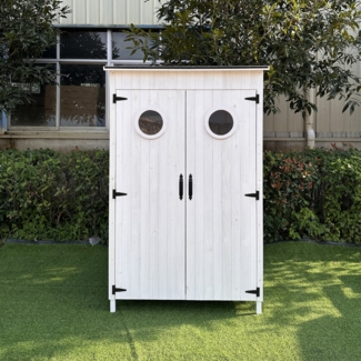 Leco Moderner Gartenschrank "TONI", weiß, 118 x 70 x 190 cm (L x B x H)