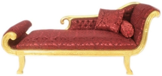 Casa Padrino Chaiselongue Barock Chaiselongue Modell XXL Bordeaux Muster / Gold Rechte Seite - Antik Stil - Recamiere Wohnzimmer Möbel