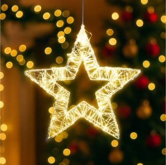 BURI LED Stern LED Drahtstern 50 cm Timer Weihnachtsdeko XL Weihnachtsstern Metall, 860 LED, Warmweiß, IP44 für Innen und Außen