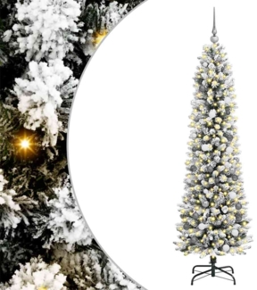 vidaXL Künstlicher Weihnachtsbaum mit 300 LEDs mit Ständer Weiß 210 cm 3396116