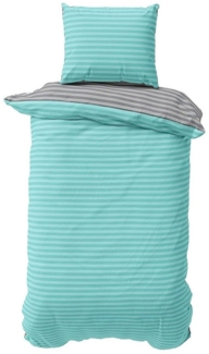 Visaggio Bettwäsche Baumwolle 135x200, 155x200, 155x220, 200x200, 200x220 oder 240x220, Renforcé, 2 teilig, Stripe Wendebettwäsche Streifen, mit Reißverschluss