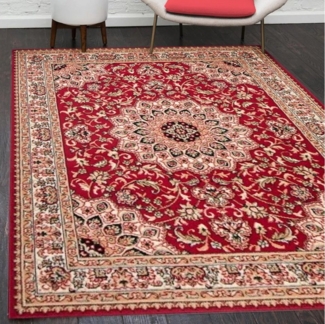 Mazovia Orientteppich Orientalisch Vintage Teppich Kurzflor Wohnzimmerteppich Rot, 100x200 cm, Fußbodenheizung