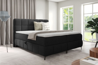 Boxspringbett Schlafzimmerbett SOPHIE 200x200 cm Stoff Aragon Schwarz