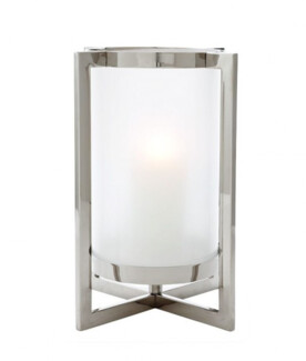 Casa Padrino Luxus Windlicht / Kerzenleuchter Nickel Finish 36 x H. 46 cm - Luxus Accessoires