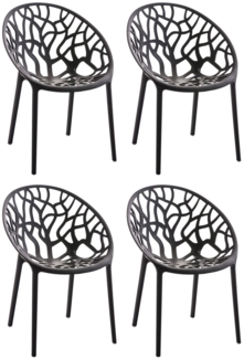 CLP 4er Set Gartenstuhl Hope, Modernes Design, Wetterfest, Stapelbar, Mit Armlehnen,schwarz