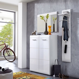 Lomadox Garderoben-Set DANARO-01, (Spar-Set, 3-St), Garderoben Set Hochglanz weiß (3-teilig), BxHxT: ca. 139x200x37 cm