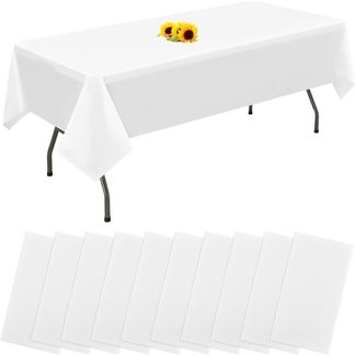 10er Pack Einweg-Tischdecken Weiß wasserdicht 137x274cm Party Picknick