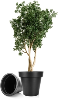 BigDean 2x Blumentopf XXL ø60 cm Classic anthrazit - mit 360 Grad Rollen wiederverschließbarer Wasserablauf - wetterfest bruchsicherer Kunststoff - Pflanzkübel groß Außen & Innen geeignet