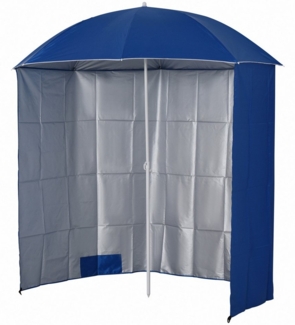 Outsunny Sonnenschirm Sonnenschutz mit Seitenwand, Strand,Polyester, Blau, LxB: 220x220 cm, Sonnenschutz, Strandschirm, Φ2,2 x H2,2m
