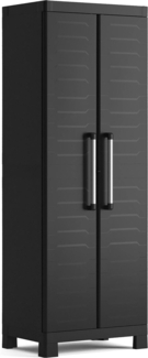 Dmora Gartenschrank Terrebonne, Gartenmöbel, Mehrzweck-Gartenschrank, Container für Balkon oder Garage, Made in Italy, 65x45 h182 cm, Schwarz