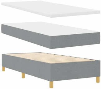vidaXL Boxspringbett mit Matratze Hellgrau 80x200 cm Stoff 3341735