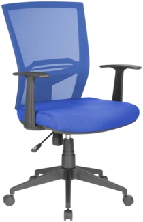 Dmora Stuhl mit Rädern Eulalia, Mesh-Chefsessel mit Armlehnen, ergonomischer Bürositz, 59x64h96/106 cm, Blau