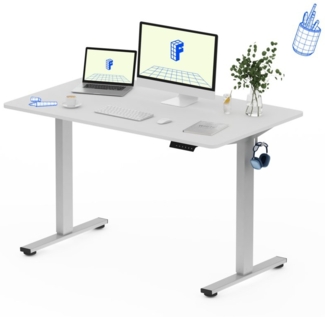 FLEXISPOT Schreibtisch Basic-Series Elektrisch höhenverstellbarer Schreibtisch (2- Fach-Teleskop, mit Haken, LED-Display), MAX. Load: 80kg, 100/120/140/160, MIT einteilige Tischplatte