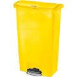 Rubbermaid Commercial Products 1883577 Slim Jim Step On Kunststoff-Tretabfalleimer mit Pedal an der Breitseite, 68 L, Gelb