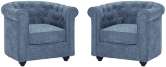 Vente-unique - 2er-Set Sessel - Stoff - Blau - CHESTERFIELD