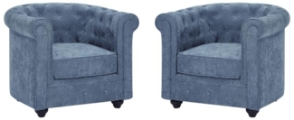 Vente-unique - 2er-Set Sessel - Stoff - Blau - CHESTERFIELD