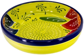 Kaladia Multireibe Reibeschüssel in Grün & Blumen, Keramik, handbemalte Küchenreibe - Made in Spain