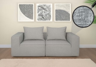 2er-Sofa HWC-O54, Couch 2-Sitzer Loungesofa, modular Stoff/Textil (300g/m²) 63 x 194 x 97 cm ~ hellgrau