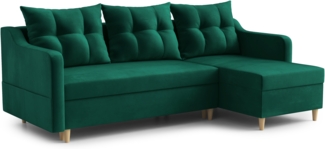 AX LIVING Ecksofa Samt Balerno 224 cm – Eleganz & Komfort in Flaschengrün