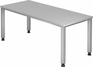 bümö manuell höhenverstellbarer Schreibtisch 180x80 cm in grau - PC Tisch höhenverstellbar & groß, höhenverstellbarer Tisch Büro, großer Computertisch verstellbar, Q-Serie, QS-19-5